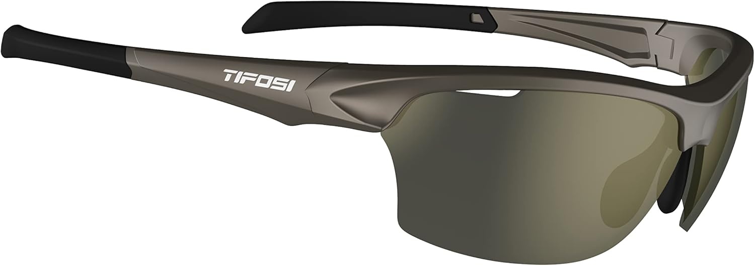 Tifosi Intense Sport Sunglasses Men & Women – Ideal For Golf, Pickleball, Running & Tennis. Vented Lenses Prevent Fogging(Iron W/Green Gt Lens)