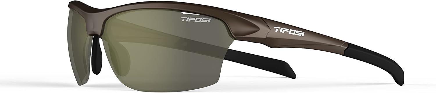 Tifosi Intense Sport Sunglasses Men & Women – Ideal For Golf, Pickleball, Running & Tennis. Vented Lenses Prevent Fogging(Iron W/Green Gt Lens)