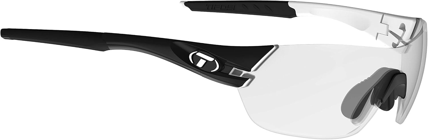 Tifosi Slice Sport Sunglasses – Ideal For Cycling, Hiking and Running(Black/White (Light Night Fototec))