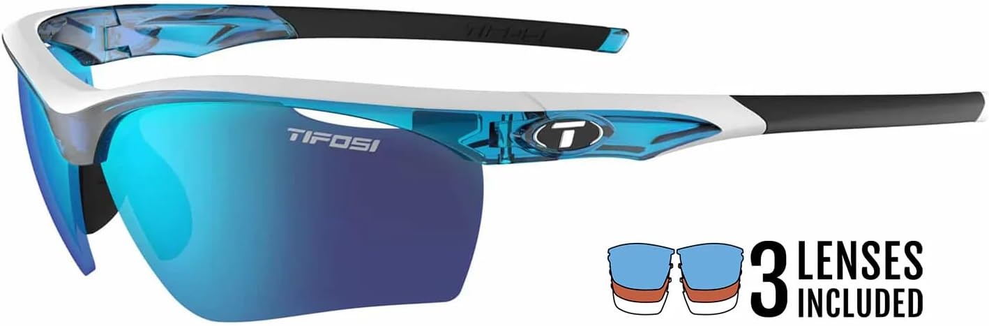Tifosi Vero Sport Sunglasses Unisex – Ideal For Baseball, Cricket, Cycling, Golf, Hiking, Running, Tennis & Pickleball(Skycloud (Clarion Blue/Ac Red/Clear))