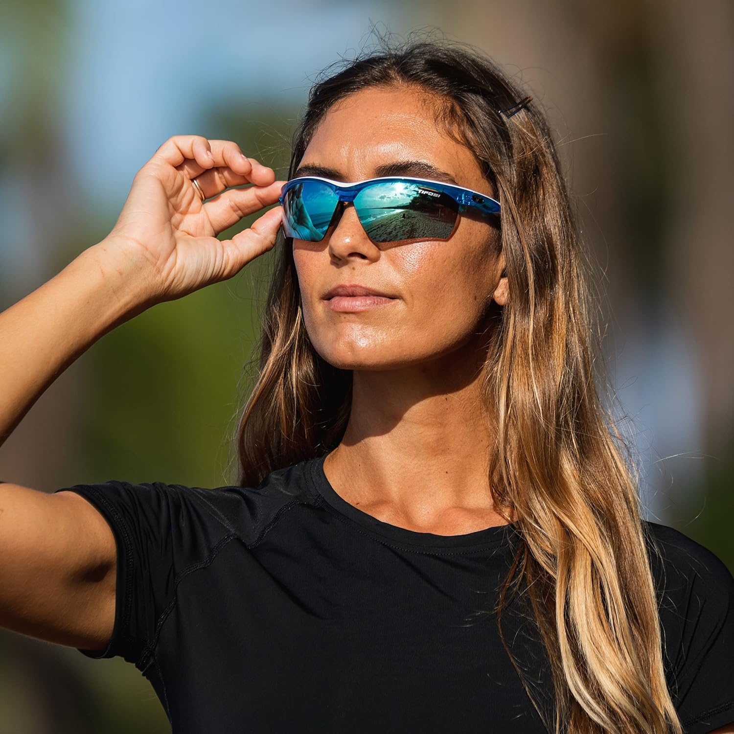 Tifosi Vero Sport Sunglasses Unisex – Ideal For Baseball, Cricket, Cycling, Golf, Hiking, Running, Tennis & Pickleball(Skycloud (Clarion Blue/Ac Red/Clear))