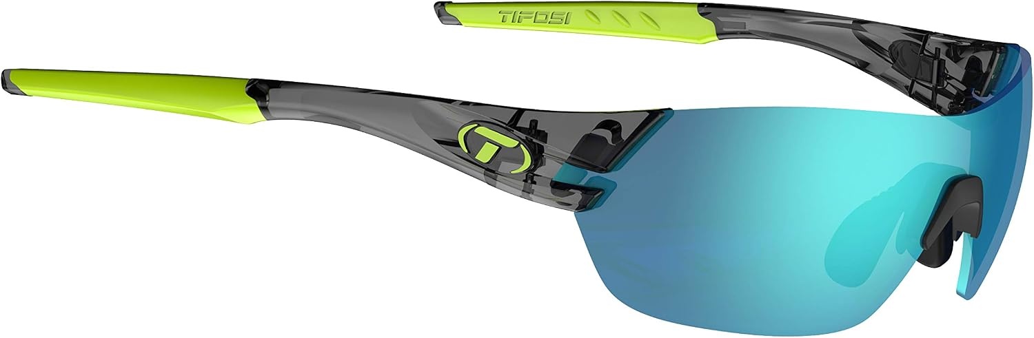 Tifosi Slice Sport Sunglasses – Ideal For Cycling, Hiking and Running(Crystal Smoke (Clarion Blue/Ac Red/Clear))