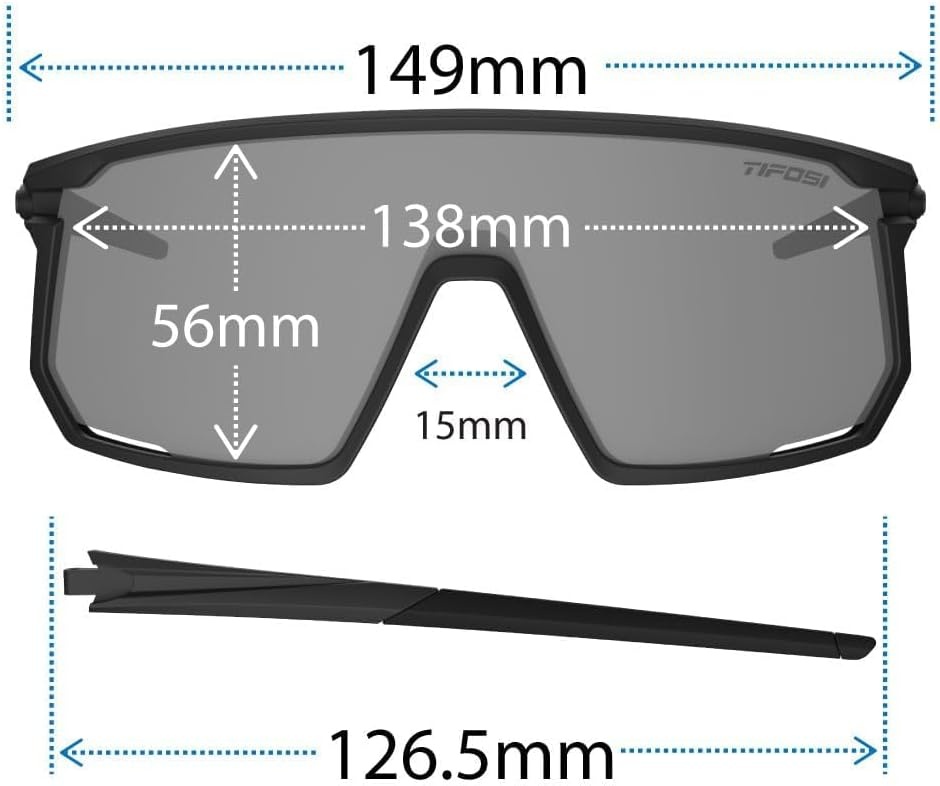 Tifosi Moab Full Frame Cycling Sunglasses – Baseball, Pickleball(Mist (Clarion Blue Fototec))