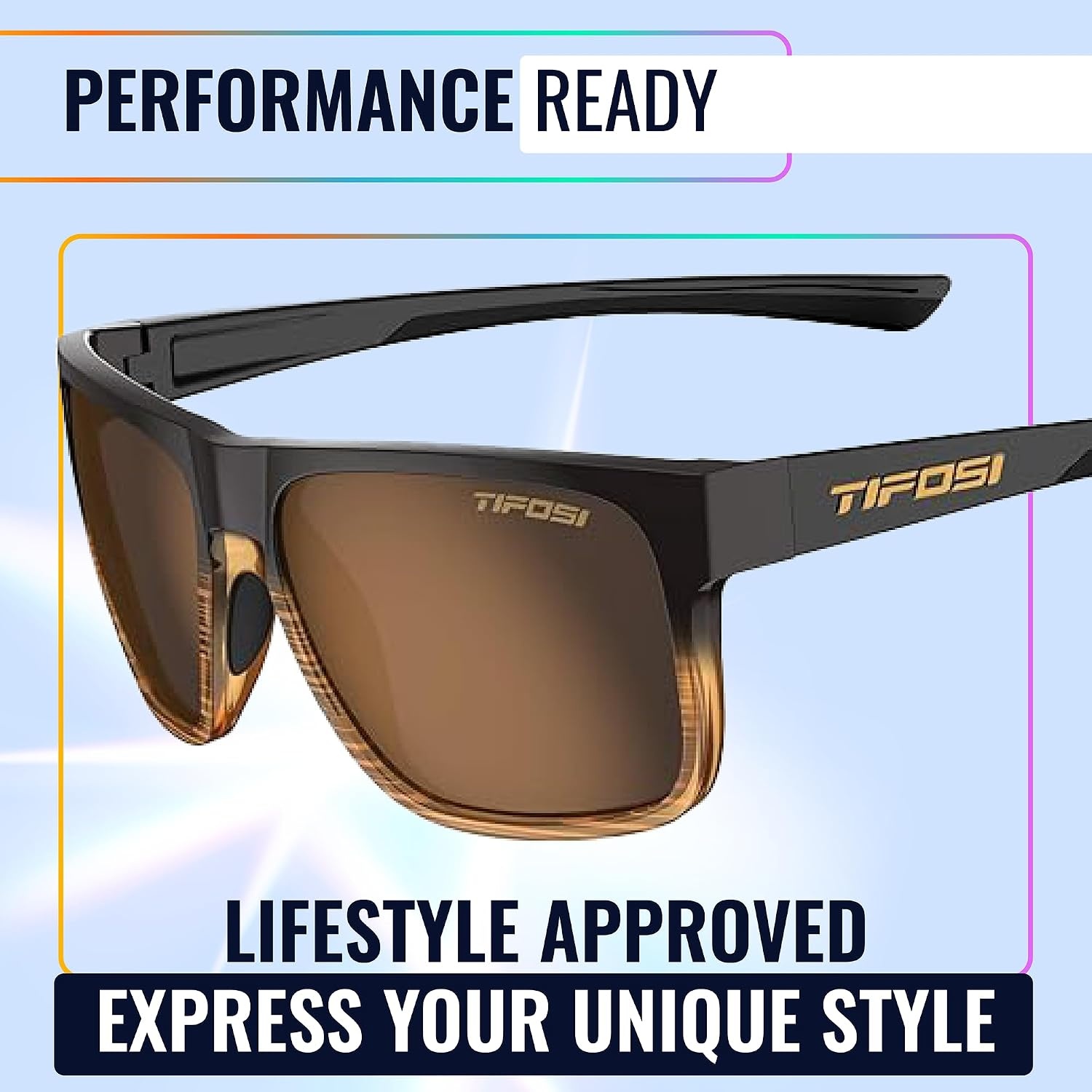 Tifosi Swick Lifestyle Sport Sunglasses – Cycling, Golf & Hiking | 100% UVA/UVB, shatterproof polycarbonate. Integrated hinge, hydrophilic nose pads. For cycling, golf, hiking & running.(Brown Fade/Brown)