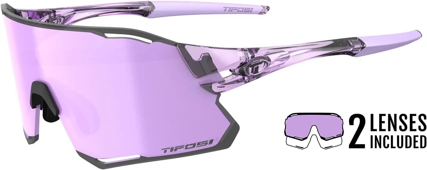 Tifosi Rail Race Cycling Sunglasses Men & Women Interchange Lens Options- Ideal For Cycling, Road, Gravel, MTB & Baseball(Crystal Purple (Clarion Purple/Clear))