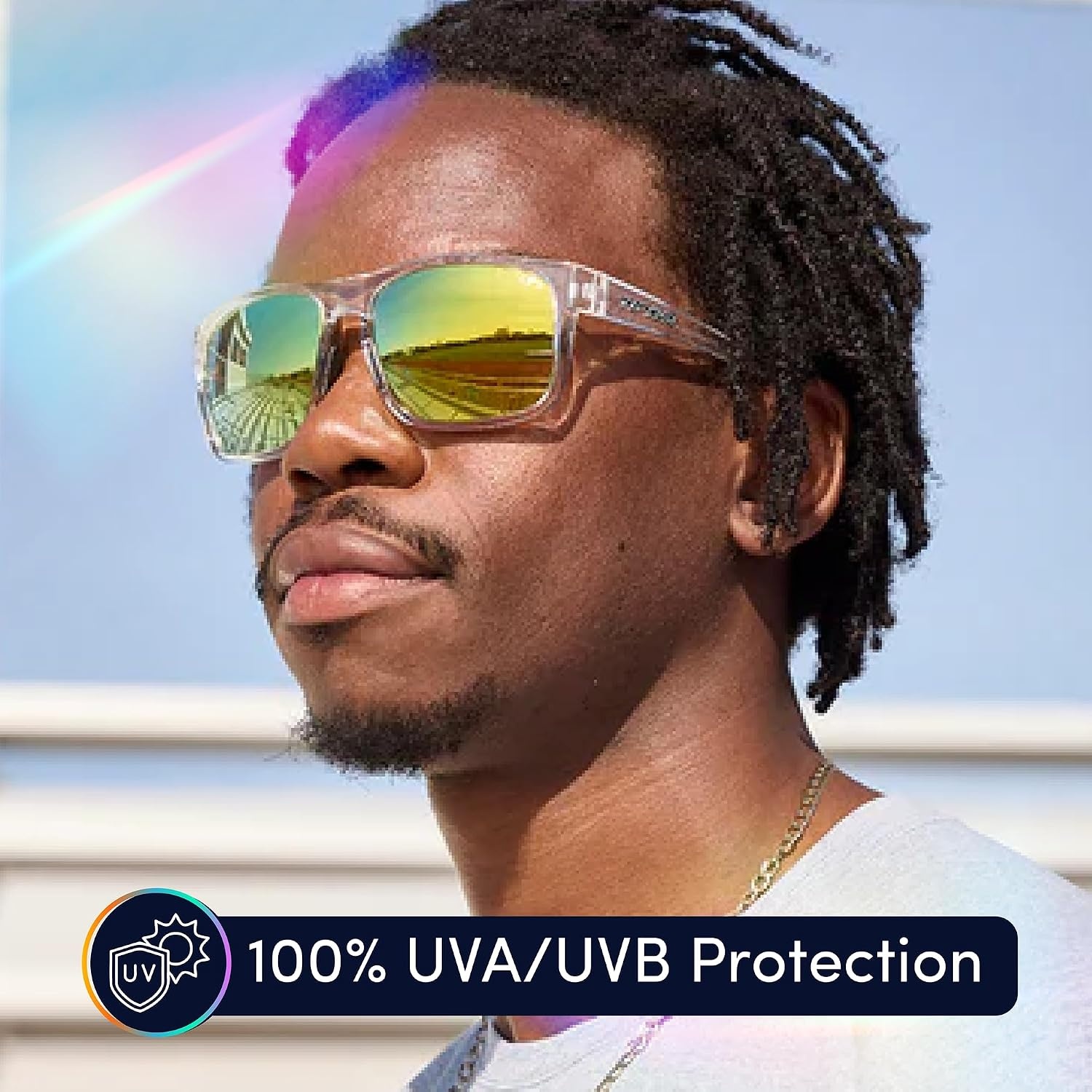 Tifosi Swick Lifestyle Sport Sunglasses – Cycling, Golf & Hiking | 100% UVA/UVB, shatterproof polycarbonate. Integrated hinge, hydrophilic nose pads. For cycling, golf, hiking & running.(Crystal Clear/Smoke Yellow)