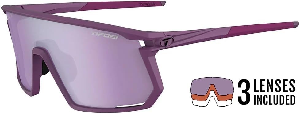 Tifosi Moab Full Frame Cycling Sunglasses – Baseball, Pickleball(Plum Passion (Clarion Deep Purple/Ac Red/Clear))