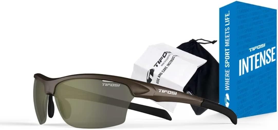 Tifosi Intense Sport Sunglasses Men & Women – Ideal For Golf, Pickleball, Running & Tennis. Vented Lenses Prevent Fogging(Gloss Black W/Smoke Lens Silver Mirror)