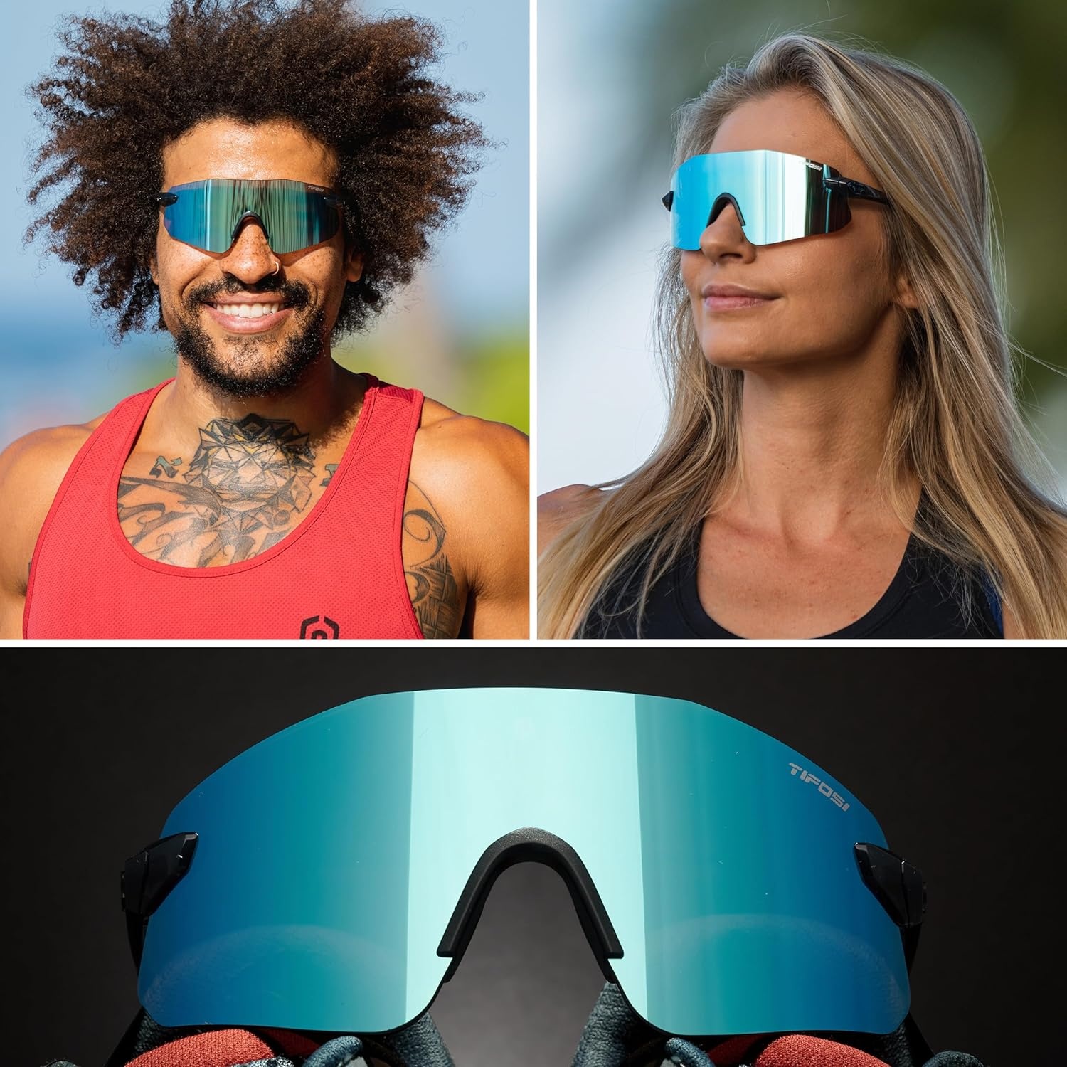 Tifosi Vogel SL Sport Sunglasses Men & Women – Ideal For Baseball, Cycling, Cricket, Golf, Hiking, Running(Crystal Smoke  Smoke Bright Blue)