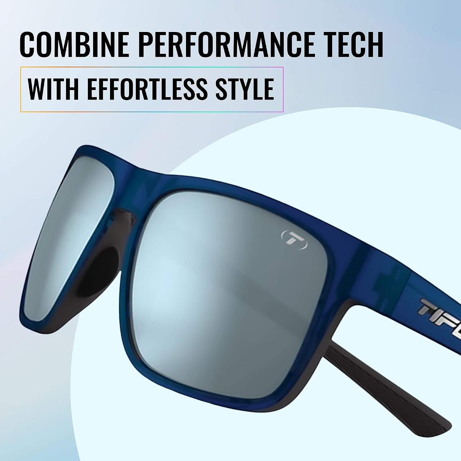 Tifosi Swick Lifestyle Sport Sunglasses – Cycling, Golf & Hiking | 100% UVA/UVB, shatterproof polycarbonate. Integrated hinge, hydrophilic nose pads. For cycling, golf, hiking & running.(Midnight Navy/Smoke Bright Blue)