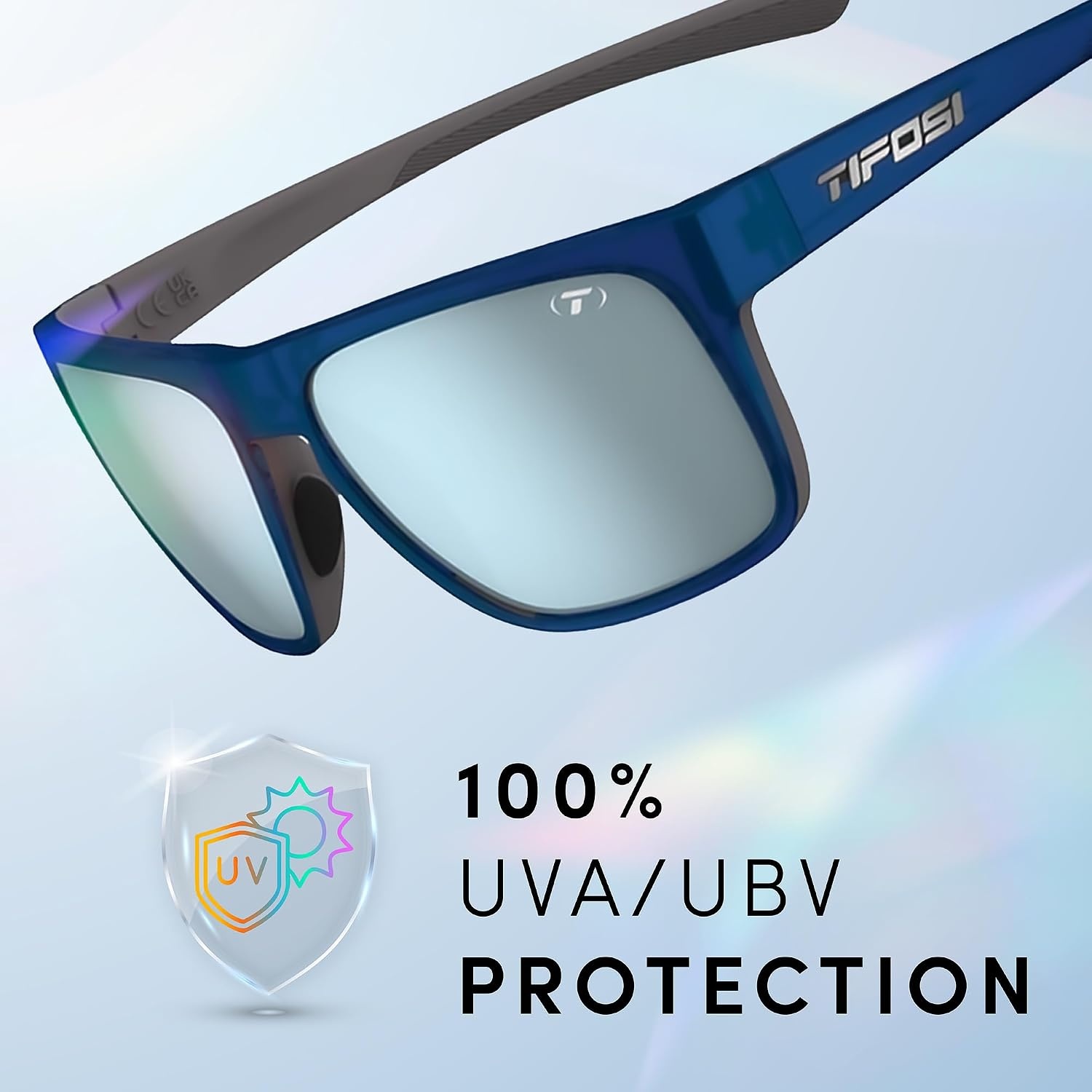 Tifosi Swick Lifestyle Sport Sunglasses – Cycling, Golf & Hiking | 100% UVA/UVB, shatterproof polycarbonate. Integrated hinge, hydrophilic nose pads. For cycling, golf, hiking & running.(Midnight Navy/Smoke Bright Blue)