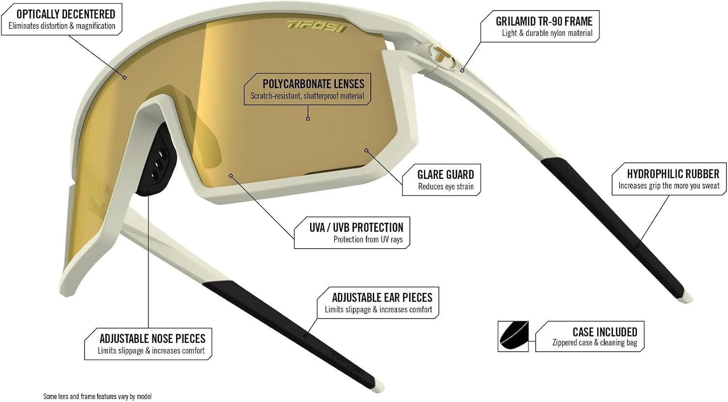 Tifosi Moab Full Frame Cycling Sunglasses – Baseball, Pickleball(Forest Vapor (Clarion Gold Fototec))