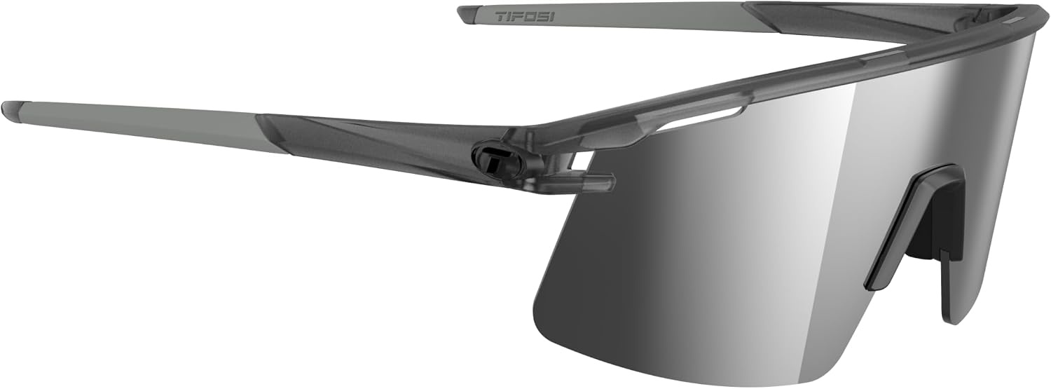 Tifosi Moab Lite Half Frame Cycling Sunglasses – Running, Pickleball(Satin Vapor (Silver Mirror  Ac Red  Clear))