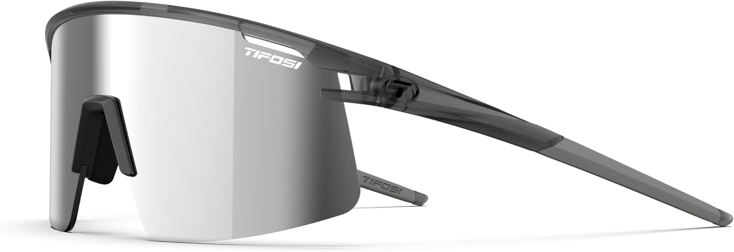 Tifosi Moab Lite Half Frame Cycling Sunglasses – Running, Pickleball(Satin Vapor (Silver Mirror  Ac Red  Clear))