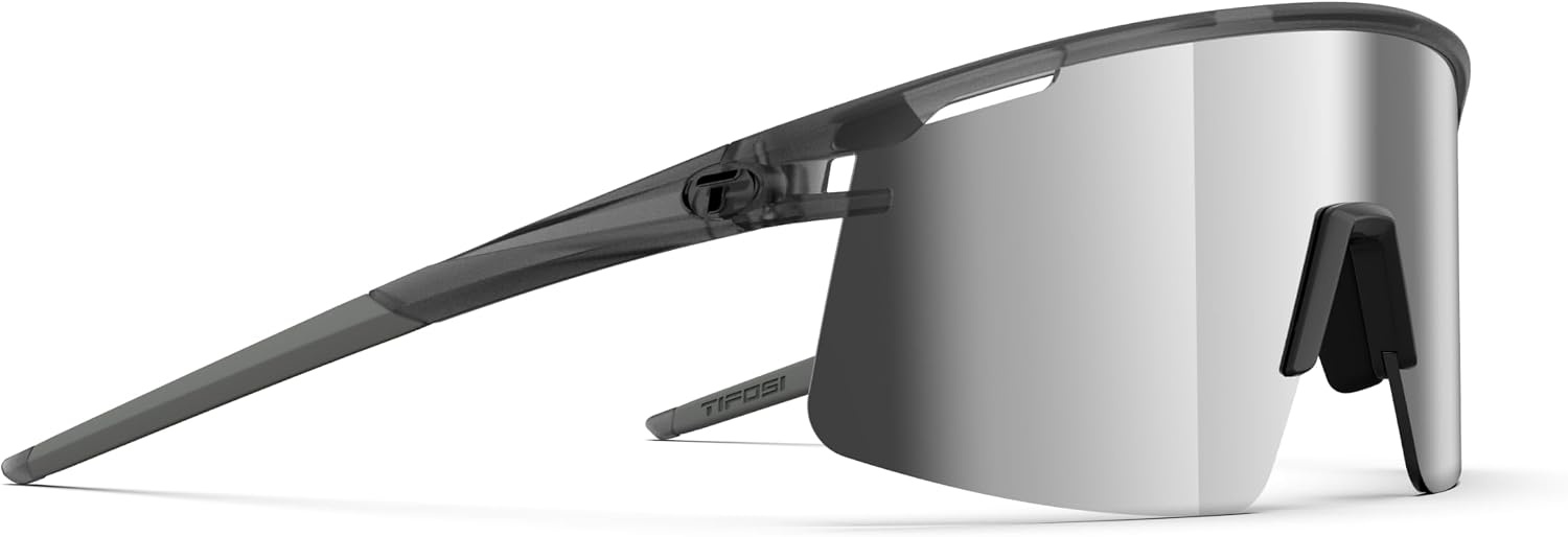 Tifosi Moab Lite Half Frame Cycling Sunglasses – Running, Pickleball(Satin Vapor (Silver Mirror  Ac Red  Clear))