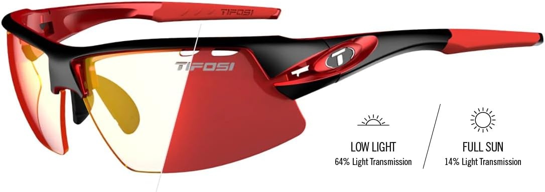 Crit Sport Sunglasses – Ideal for Baseball, Cricket, Cycling, Fishing, Golf, Hiking, Running, Tennis & Pickleball(Black/Red With Clarion Red Fototec Lens)