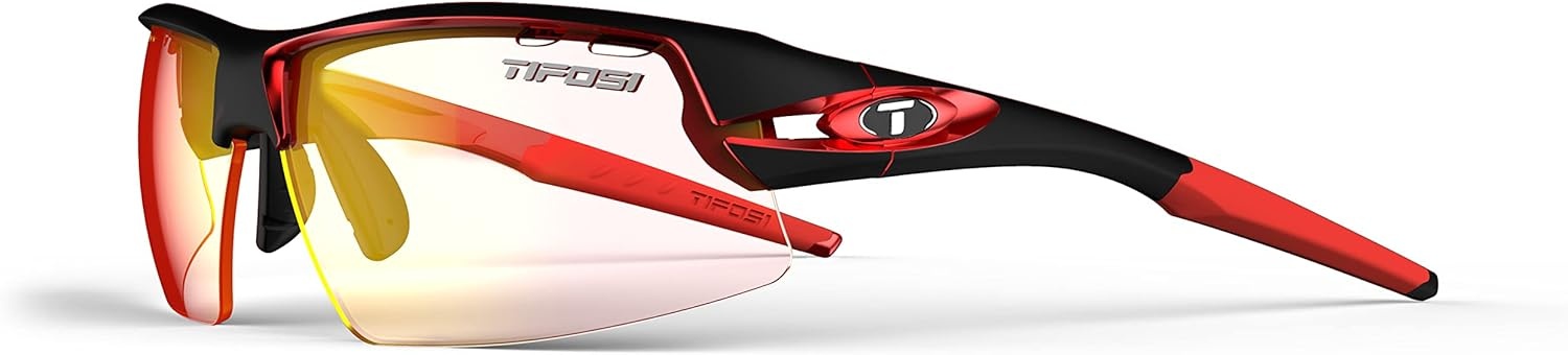 Crit Sport Sunglasses – Ideal for Baseball, Cricket, Cycling, Fishing, Golf, Hiking, Running, Tennis & Pickleball(Black/Red With Clarion Red Fototec Lens)