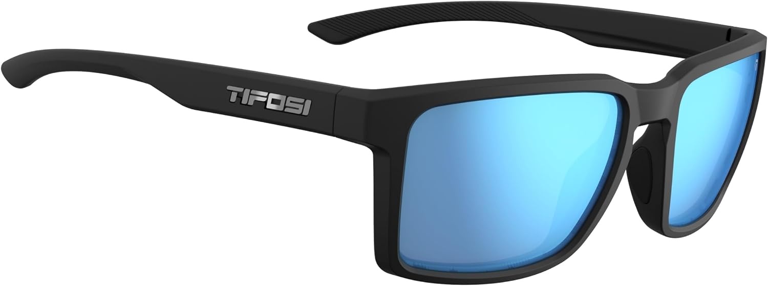 Tifosi Sylo Lifestyle Sunglasses – Men & Women, Golf, Running, Shatterproof(Matte Black (Smoke Bright Blue Mirror))