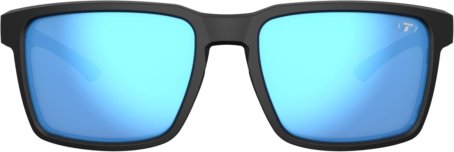 Tifosi Sylo Lifestyle Sunglasses – Men & Women, Golf, Running, Shatterproof(Matte Black (Smoke Bright Blue Mirror))