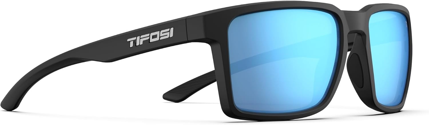 Tifosi Sylo Lifestyle Sunglasses – Men & Women, Golf, Running, Shatterproof(Matte Black (Smoke Bright Blue Mirror))