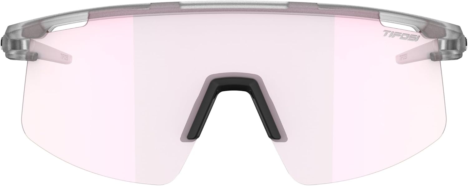 Tifosi Moab Lite Half Frame Cycling Sunglasses – Running, Pickleball(Satin Clear (Clarion Pink Fototec))
