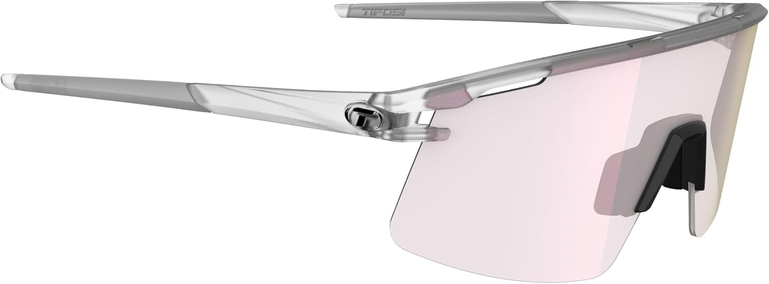 Tifosi Moab Lite Half Frame Cycling Sunglasses – Running, Pickleball(Satin Clear (Clarion Pink Fototec))
