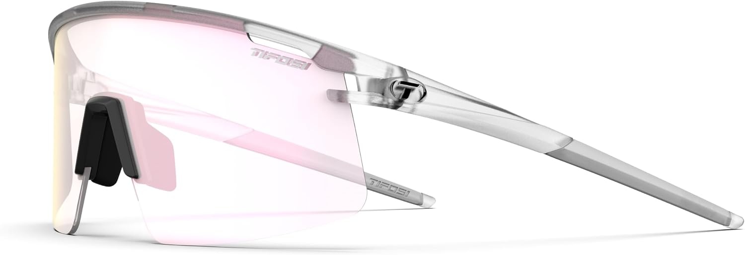Tifosi Moab Lite Half Frame Cycling Sunglasses – Running, Pickleball(Satin Clear (Clarion Pink Fototec))