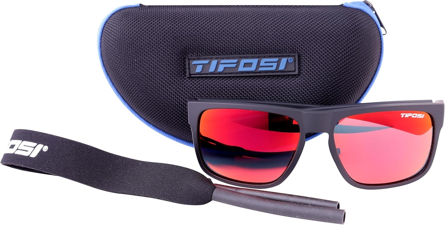 Tifosi Optics Swick Sunglass Bundles(Satin Black Crimson/Smoke Red Mirror)