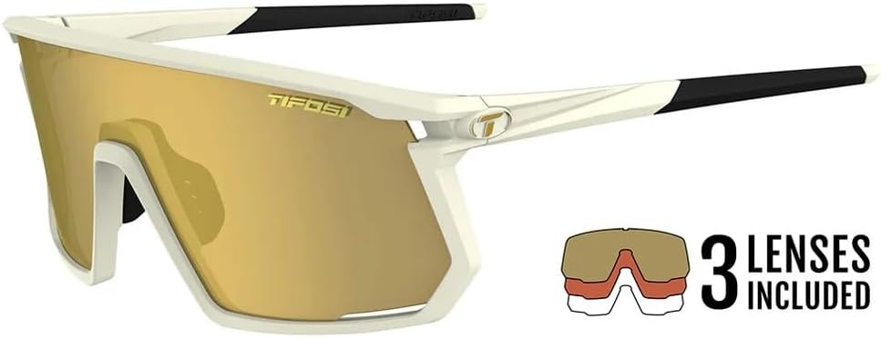Tifosi Moab Full Frame Cycling Sunglasses – Baseball, Pickleball(Sahara (Clarion Gold/Ac Red/Clear))