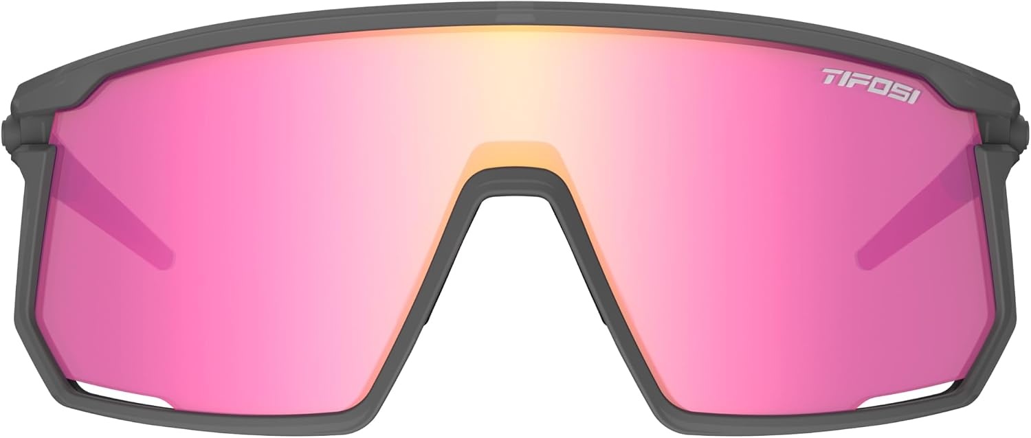 Tifosi Moab Full Frame Cycling Sunglasses – Baseball, Pickleball(Satin Vapor (Clarion Sunset Pink/Ac Red/Clear))