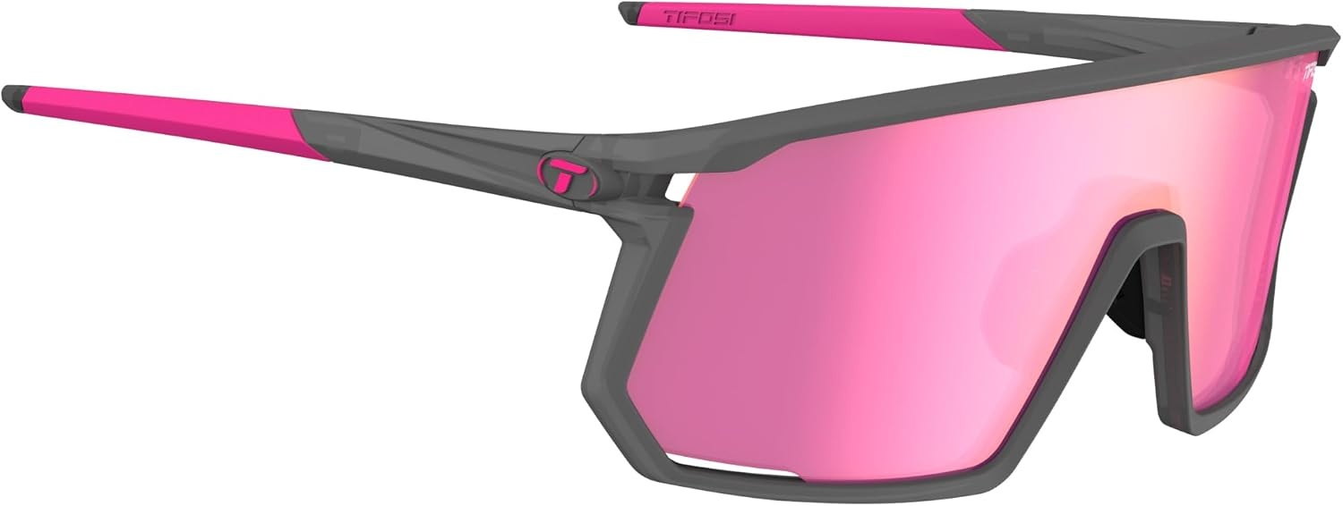 Tifosi Moab Full Frame Cycling Sunglasses – Baseball, Pickleball(Satin Vapor (Clarion Sunset Pink/Ac Red/Clear))