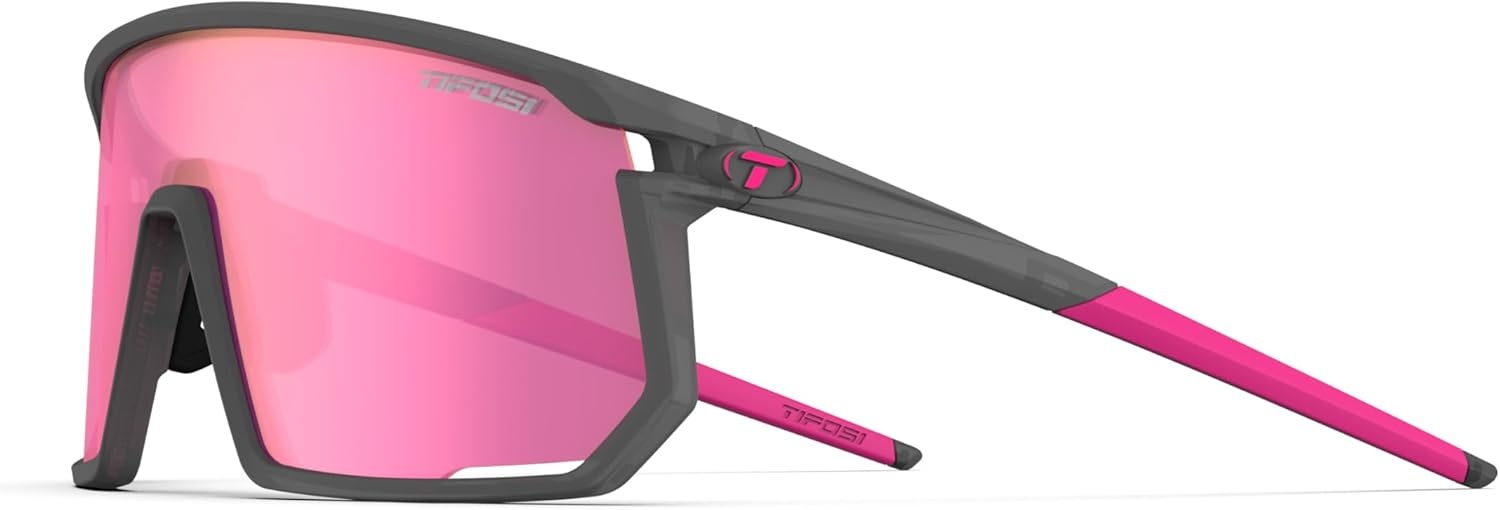 Tifosi Moab Full Frame Cycling Sunglasses – Baseball, Pickleball(Satin Vapor (Clarion Sunset Pink/Ac Red/Clear))