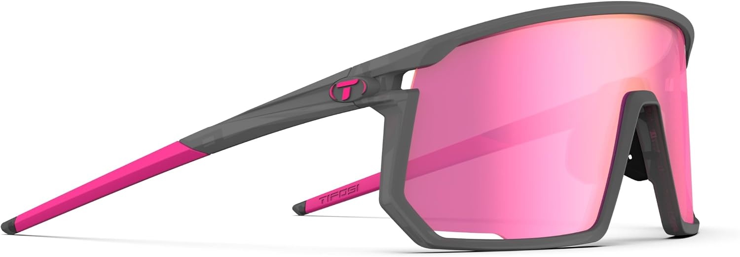 Tifosi Moab Full Frame Cycling Sunglasses – Baseball, Pickleball(Satin Vapor (Clarion Sunset Pink/Ac Red/Clear))