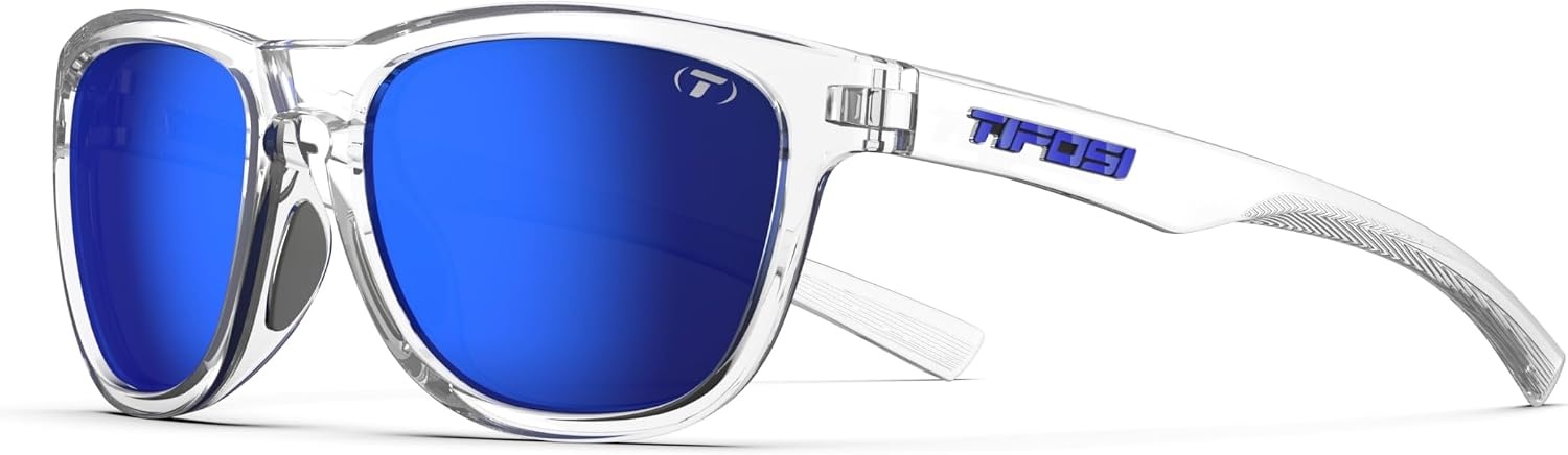 Tifosi Swank S Tangle Free Sunglasses For Small Faces – Men & Women(Crystal Clear (Cobalt Blue Mirror))
