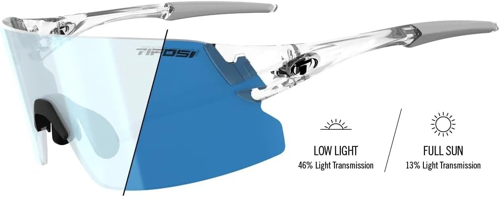 Tifosi Optics Rail XC Sport Sunglasses – Ideal For Cycling (Road & Gravel), Baseball, Softball and Running(Crystal Clear (Clarion Blue Fototec))