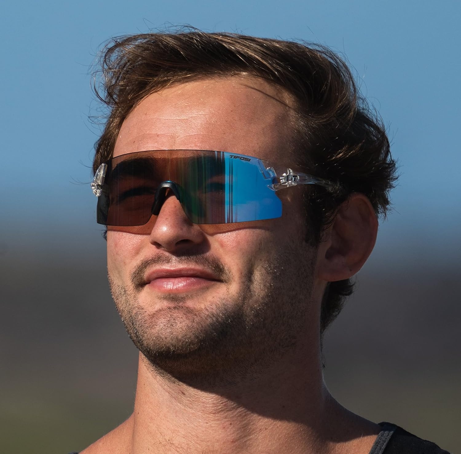 Tifosi Optics Rail XC Sport Sunglasses – Ideal For Cycling (Road & Gravel), Baseball, Softball and Running(Crystal Clear (Clarion Blue Fototec))
