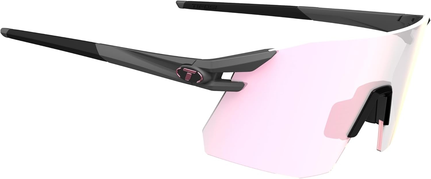 Tifosi Moab XC Rimless Cycling Sunglasses – Running, Pickleball(Matte Gunmetal (Clarion Pink Fototec))