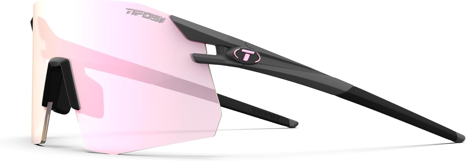 Tifosi Moab XC Rimless Cycling Sunglasses – Running, Pickleball(Matte Gunmetal (Clarion Pink Fototec))