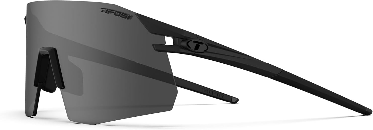 Tifosi Moab XC Rimless Cycling Sunglasses – Running, Pickleball(Blackout (Smoke/Ac Red/Clear))