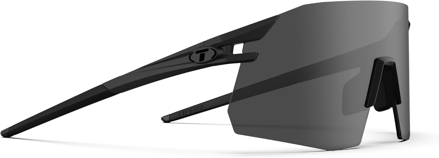 Tifosi Moab XC Rimless Cycling Sunglasses – Running, Pickleball(Blackout (Smoke/Ac Red/Clear))