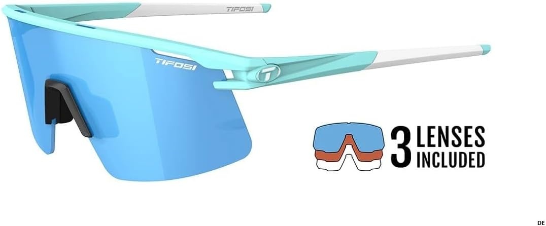 Tifosi Moab Lite Half Frame Cycling Sunglasses – Running, Pickleball(Glacier Blue (Clarion Blue  Ac Red  Clear))