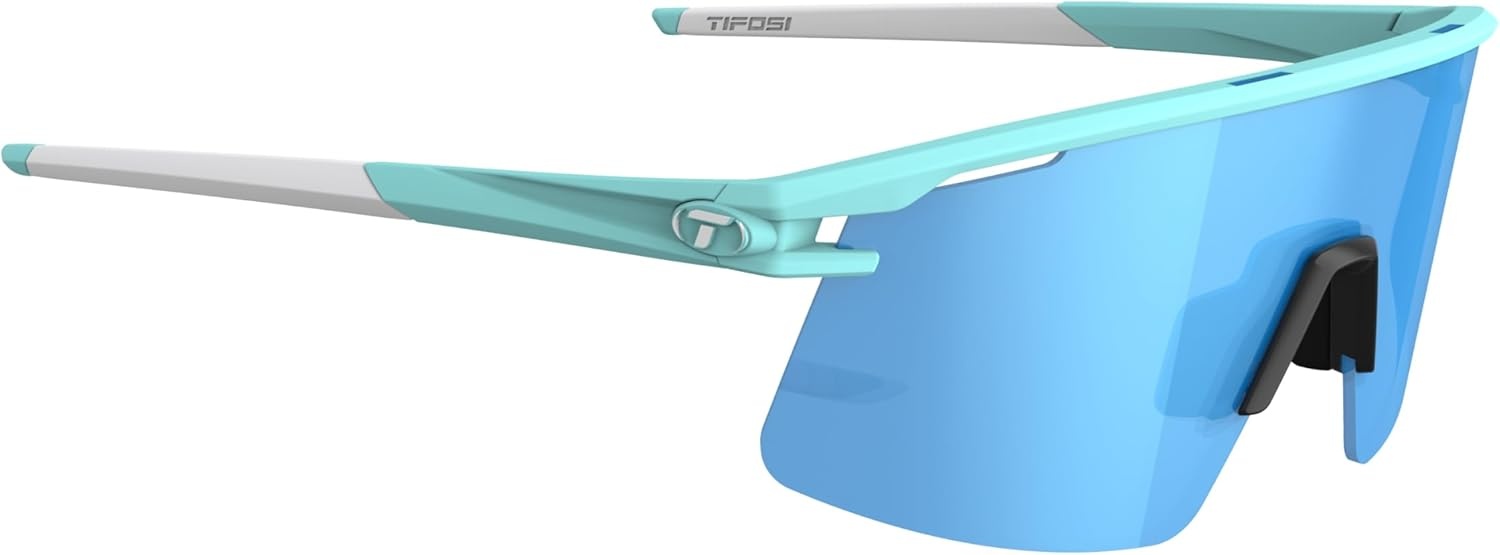 Tifosi Moab Lite Half Frame Cycling Sunglasses – Running, Pickleball(Glacier Blue (Clarion Blue  Ac Red  Clear))
