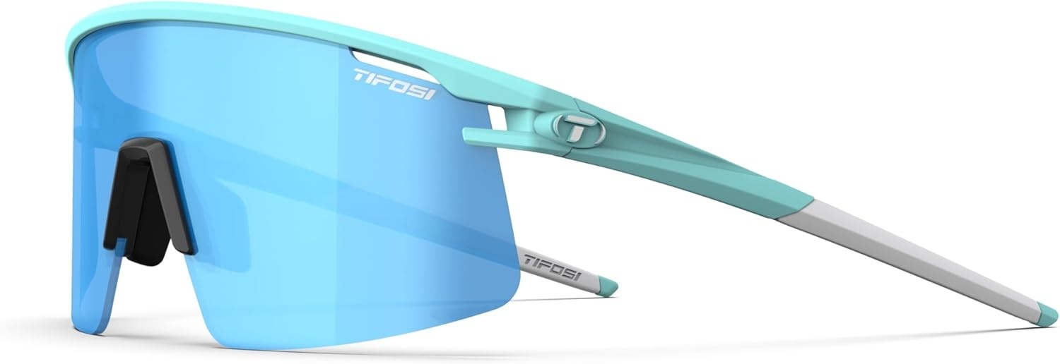 Tifosi Moab Lite Half Frame Cycling Sunglasses – Running, Pickleball(Glacier Blue (Clarion Blue  Ac Red  Clear))