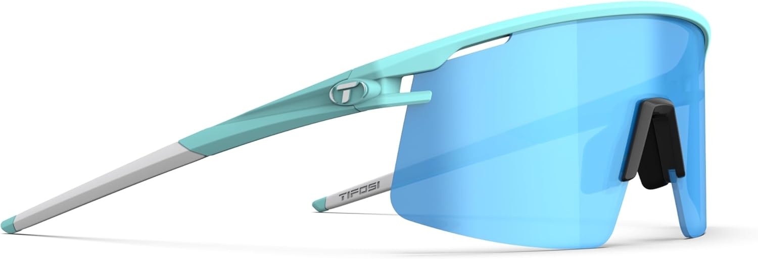 Tifosi Moab Lite Half Frame Cycling Sunglasses – Running, Pickleball(Glacier Blue (Clarion Blue  Ac Red  Clear))