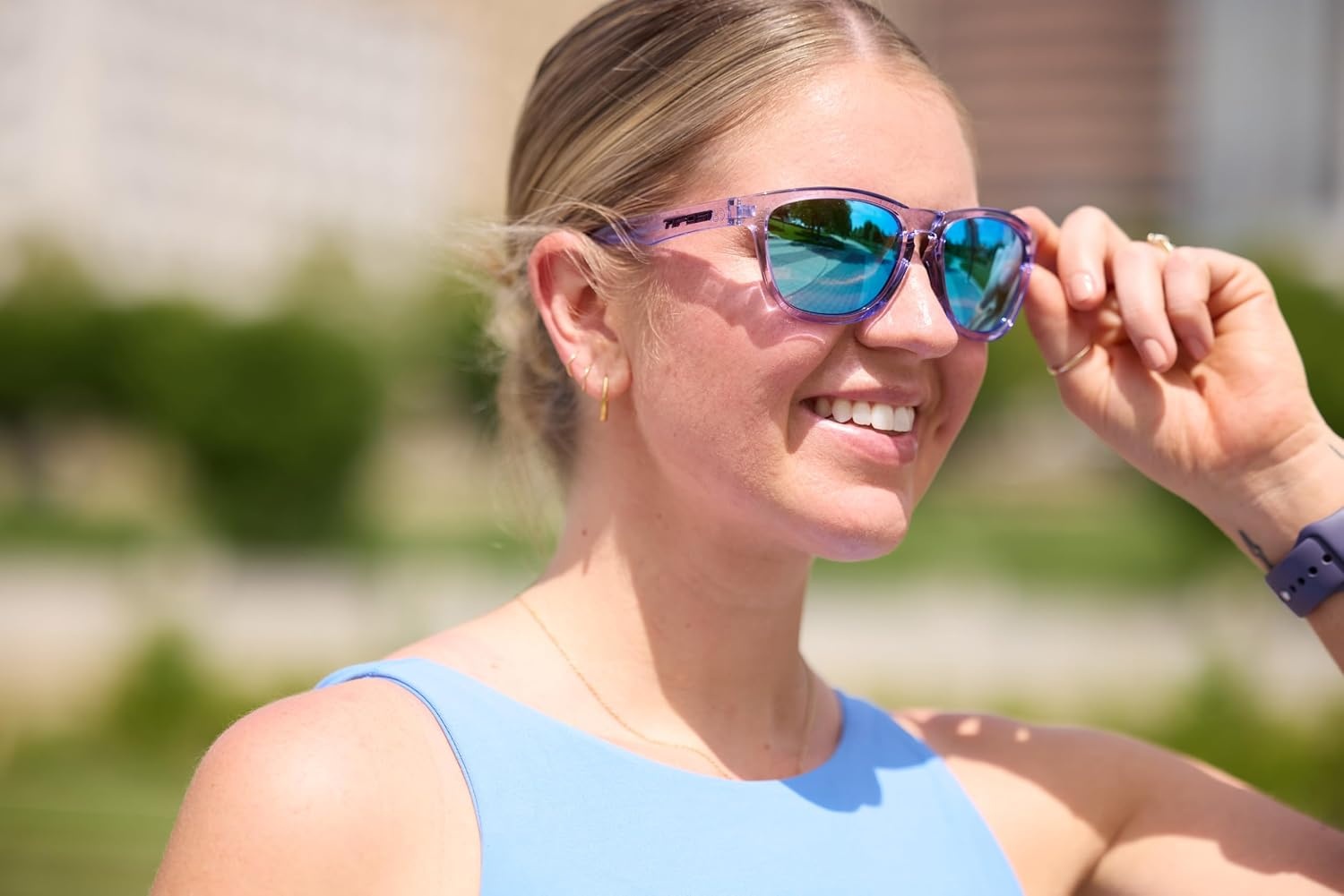 Tifosi Swank S Small-Fit Lifestyle Tangle Free Sunglasses(Crystal Purple (Sky Blue Mirror))
