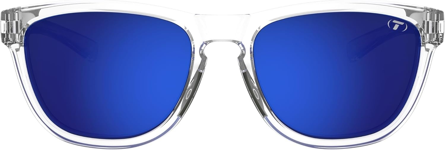 Tifosi Swank S Small-Fit Lifestyle Tangle Free Sunglasses(Crystal Clear (Cobalt Blue Mirror))