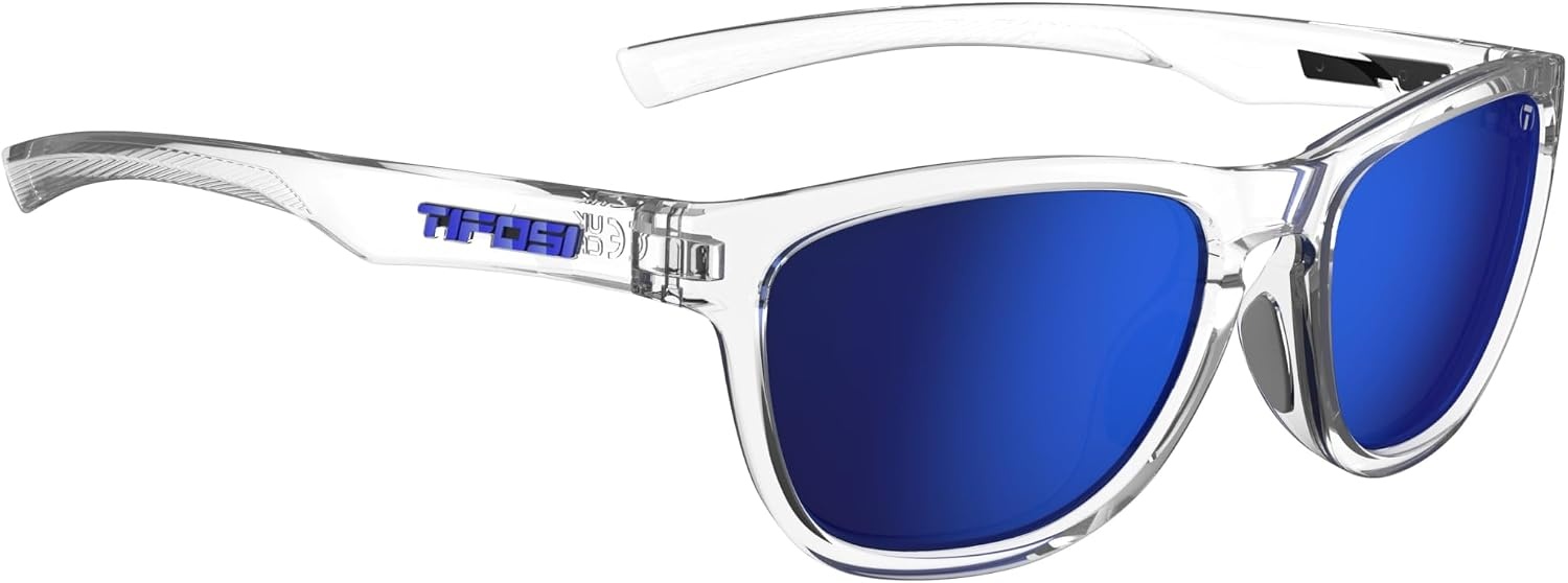 Tifosi Swank S Small-Fit Lifestyle Tangle Free Sunglasses(Crystal Clear (Cobalt Blue Mirror))
