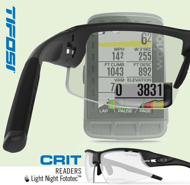 Crit Sport Sunglasses – Ideal for Baseball, Cricket, Cycling, Fishing, Golf, Hiking, Running, Tennis & Pickleball(Blackout With Light Night Fototec Lens Reader +1.5)