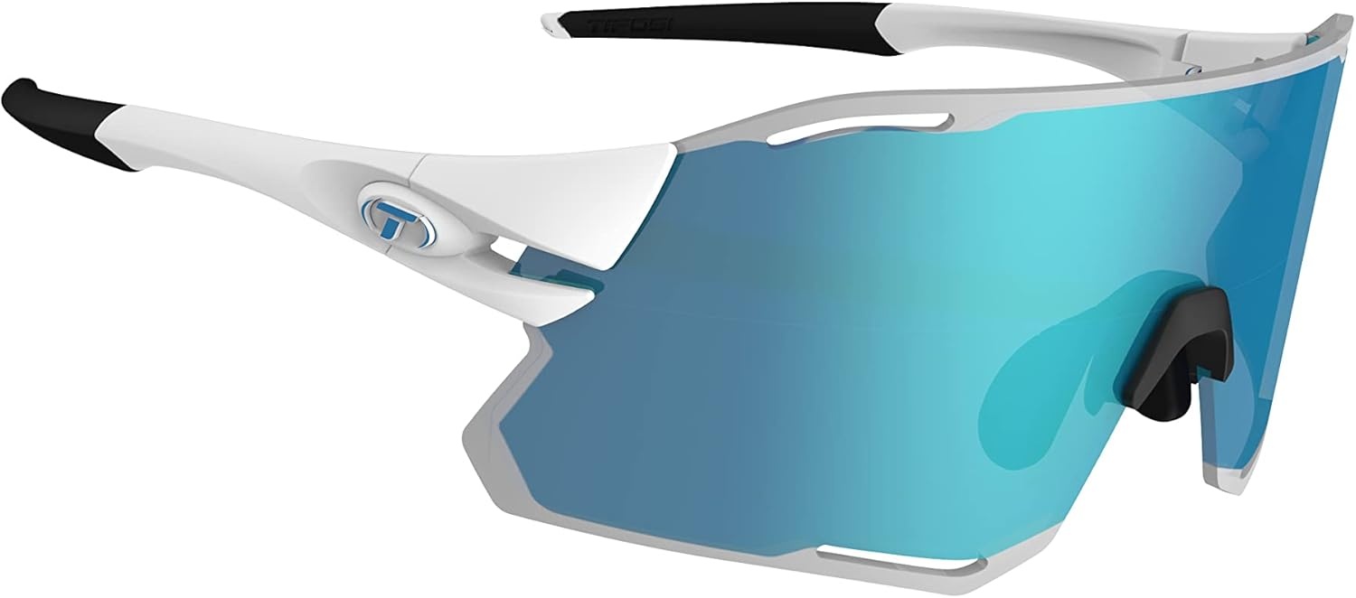 Tifosi Rail Race Cycling Sunglasses Men & Women Interchange Lens Options- Ideal For Cycling, Road, Gravel, MTB & Baseball(Matte White (Clarion Blue/Clear))
