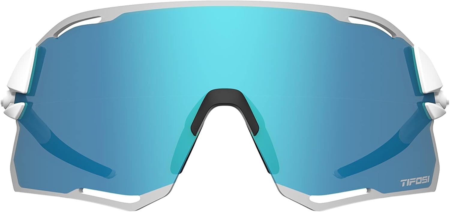 Tifosi Rail Race Cycling Sunglasses Men & Women Interchange Lens Options- Ideal For Cycling, Road, Gravel, MTB & Baseball(Matte White (Clarion Blue/Clear))